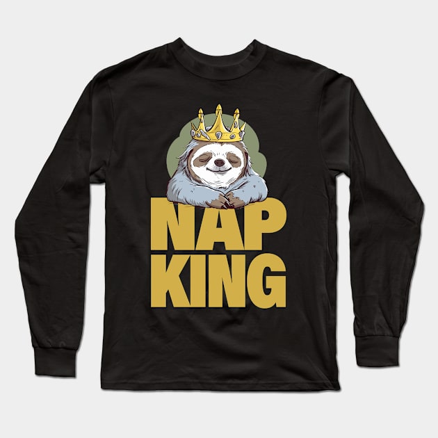 a very sleepy sloth with a king crown Long Sleeve T-Shirt by Urbana Fly